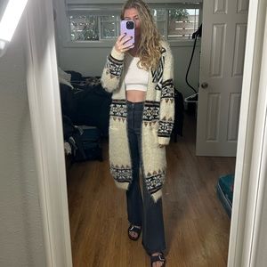 Elegant Patterned Long Cardigan